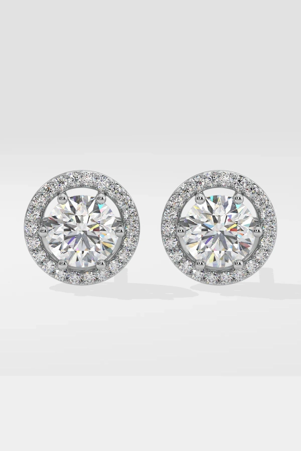 2 ct Solitaire Halo Earrings - Image 2
