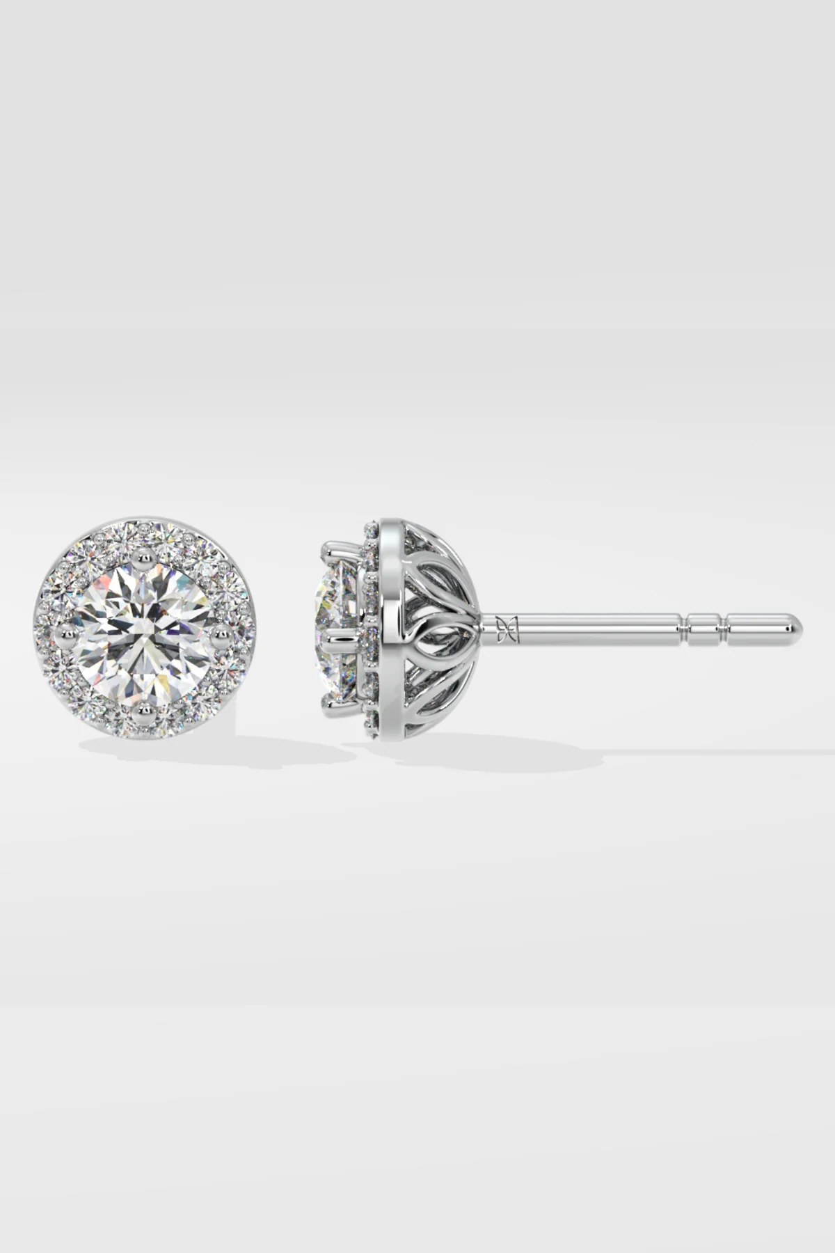 1 ct Solitaire Halo Studs