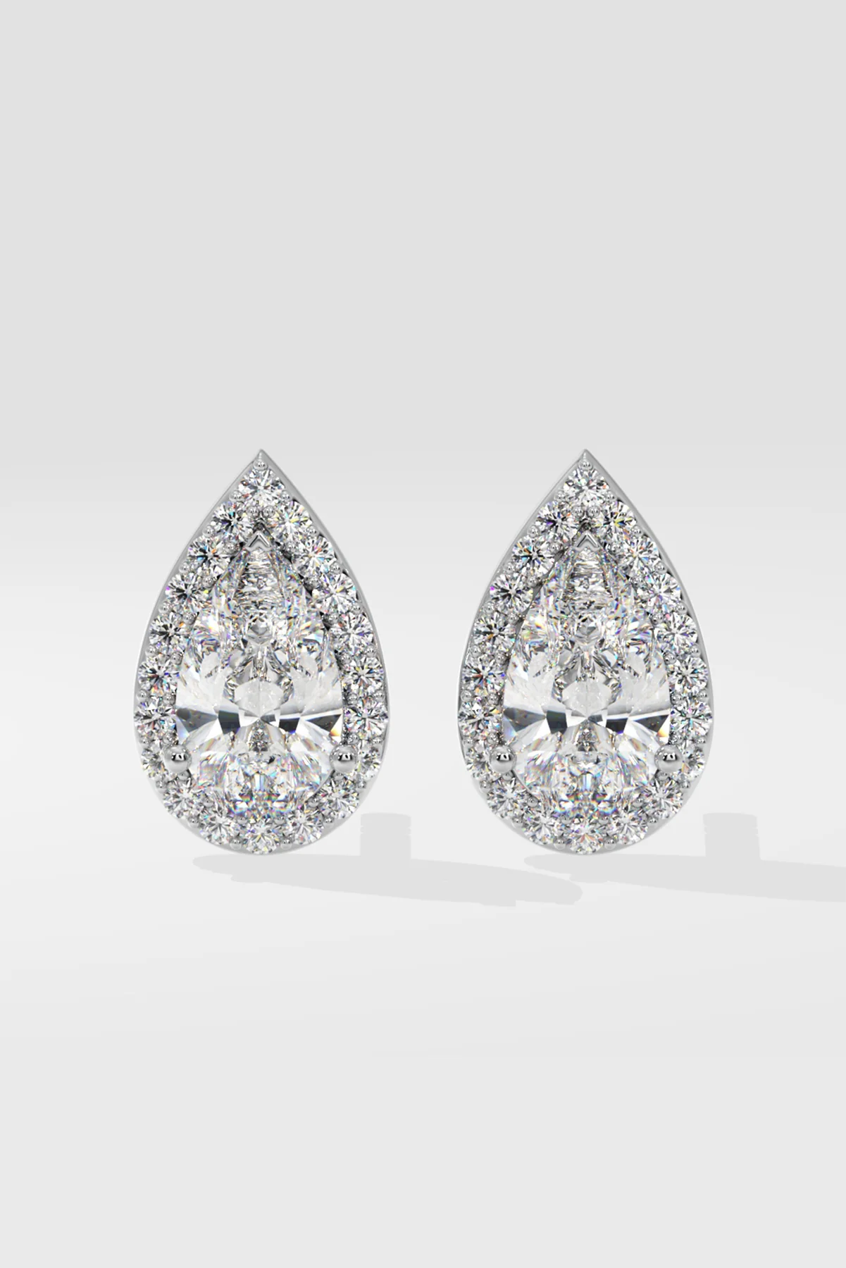 2 ct Pear Solitaire Halo Earrings - Image 3