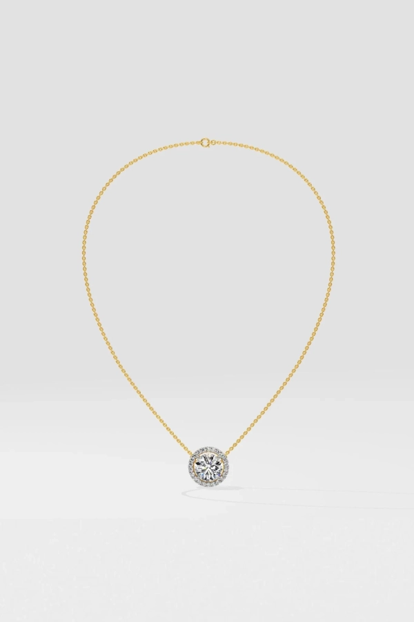 1 ct Halo Solitaire Necklace
