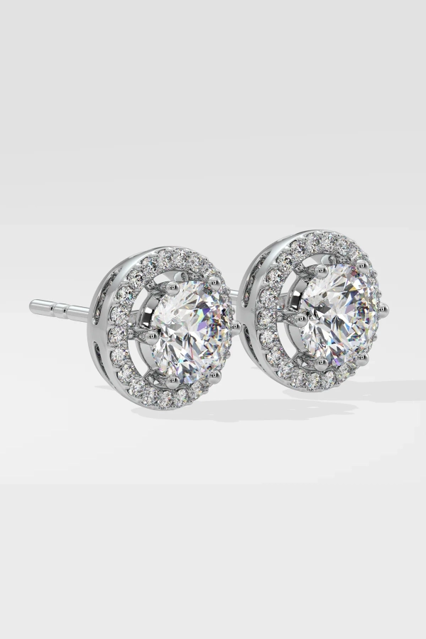 2 ct Solitaire Halo Earrings - Image 3