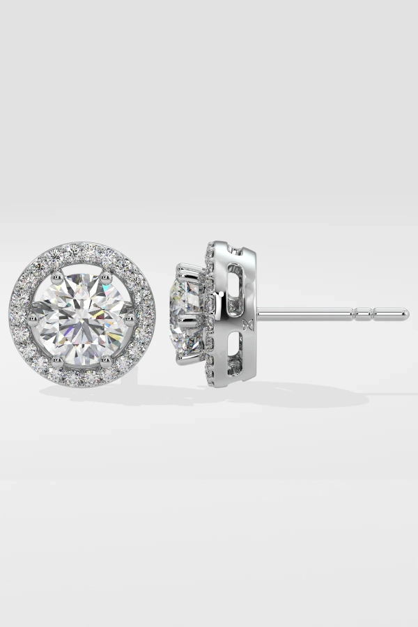 2 ct Solitaire Halo Earrings