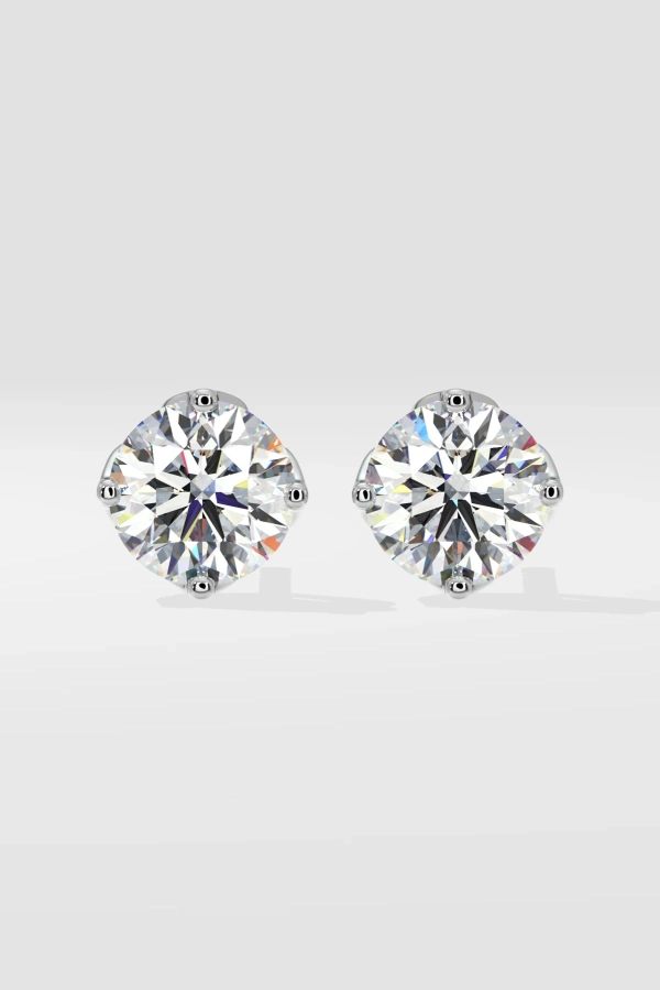 3 ct Solitaire Lotus Studs - Image 2