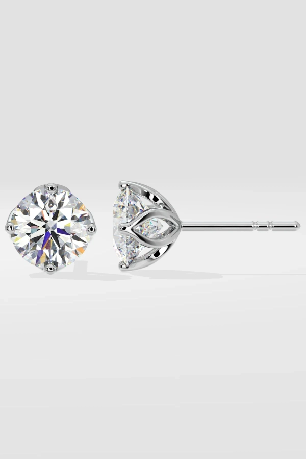 3 ct Solitaire Lotus Studs