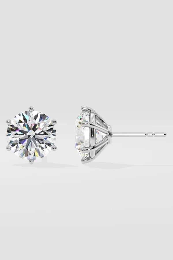 6 ct Lotus Solitaire Studs - Image 2