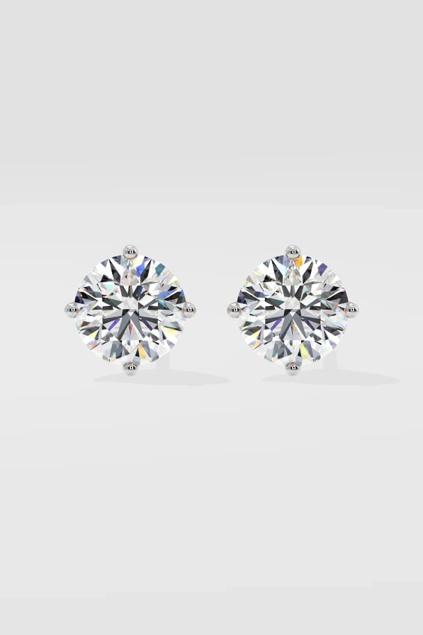 4 ct Conical Solitaire Studs - Image 3