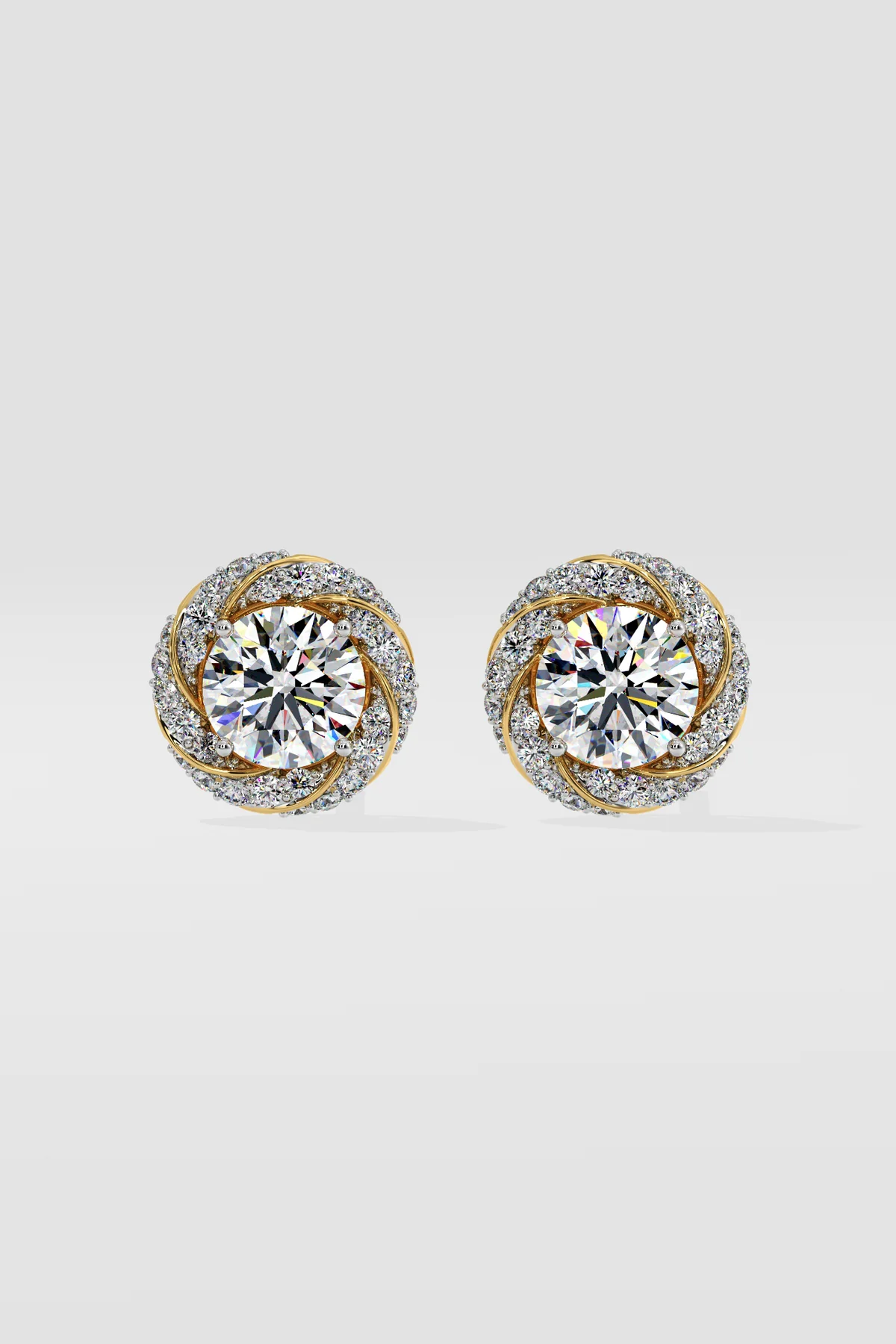 1 ct Swirl Halo Earrings - Image 2