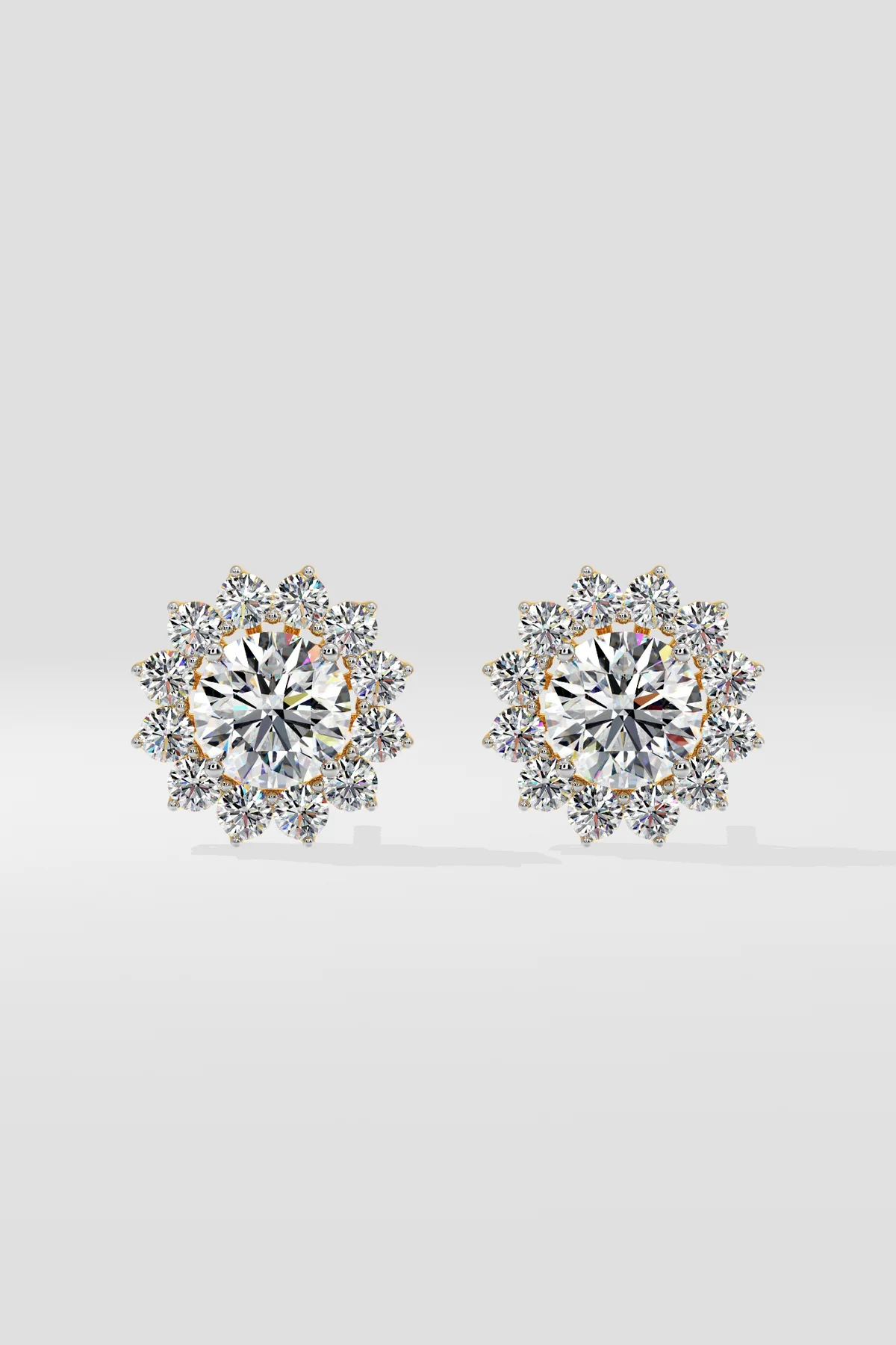 2 ct Sunflower Halo Solitaire Studs - Image 2