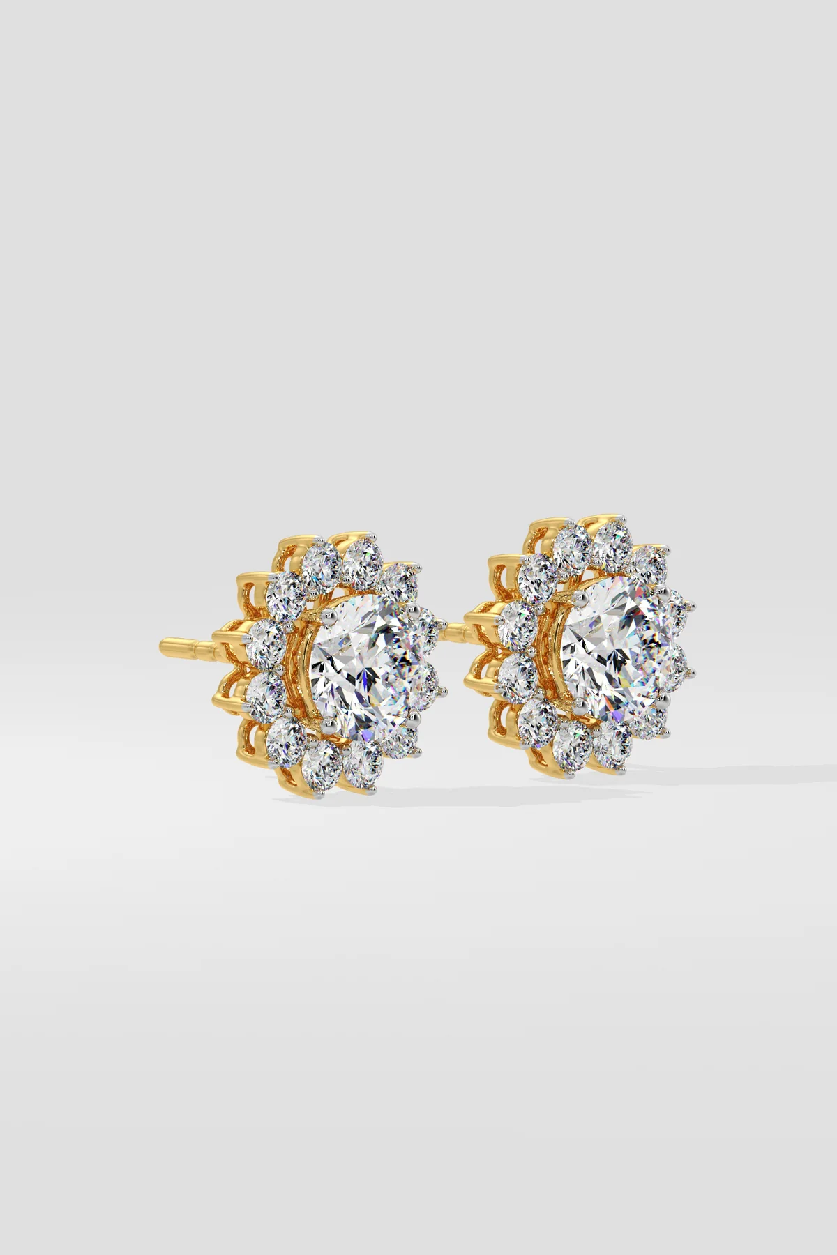 2 ct Sunflower Halo Solitaire Studs - Image 3