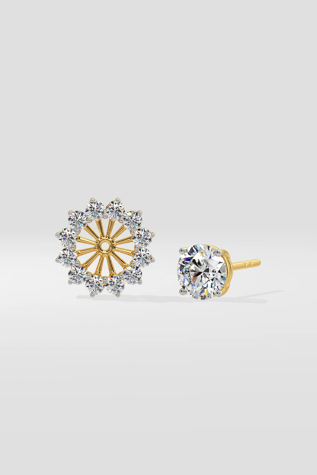 2 ct Sunflower Halo Solitaire Studs - Image 4