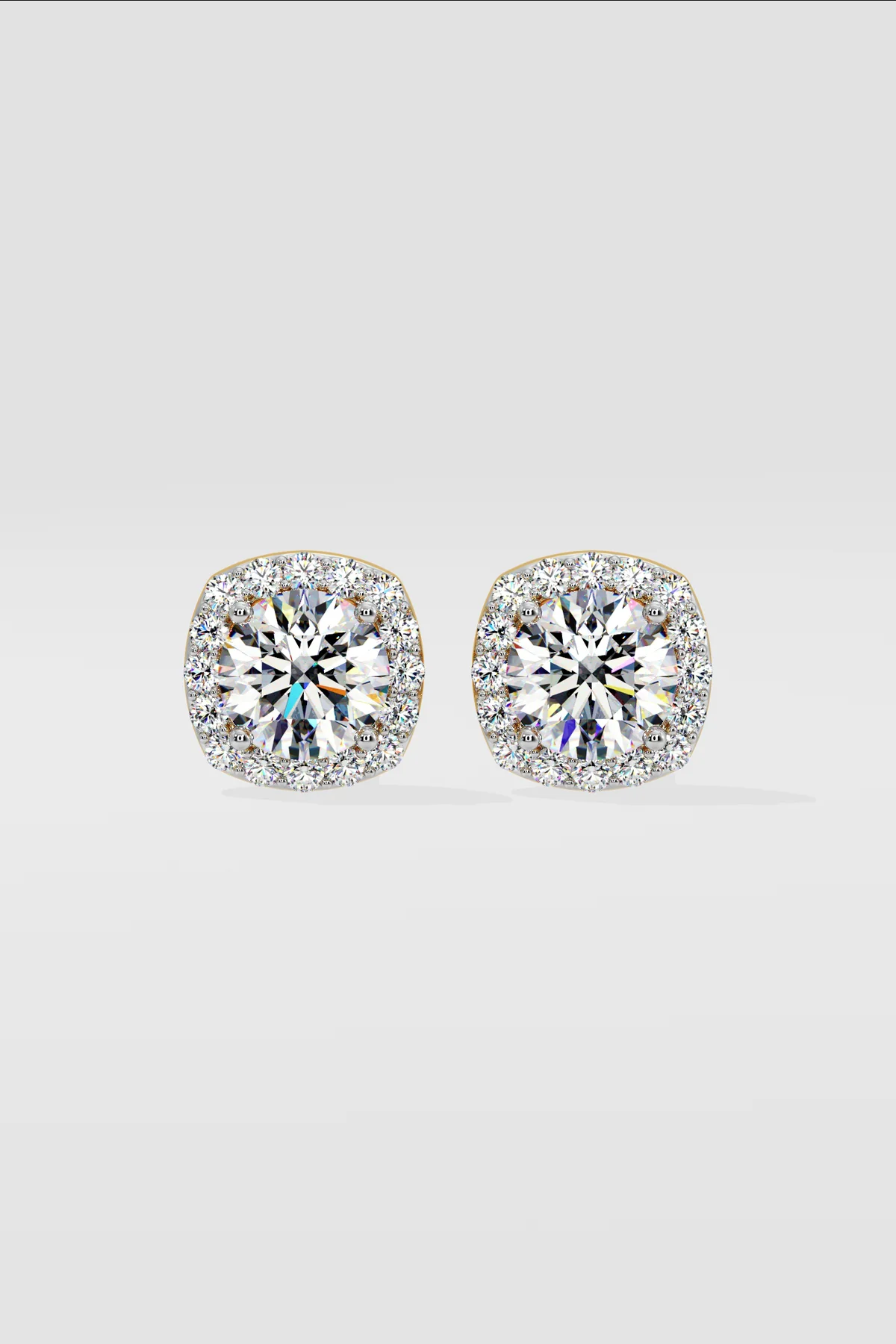 1 ct Cushion Halo Studs - Image 3