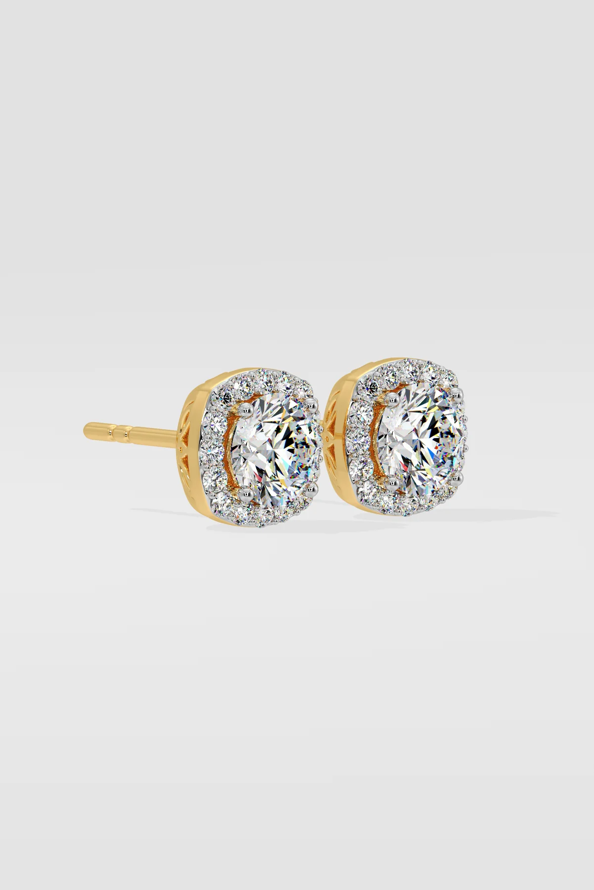 1 ct Cushion Halo Studs - Image 4