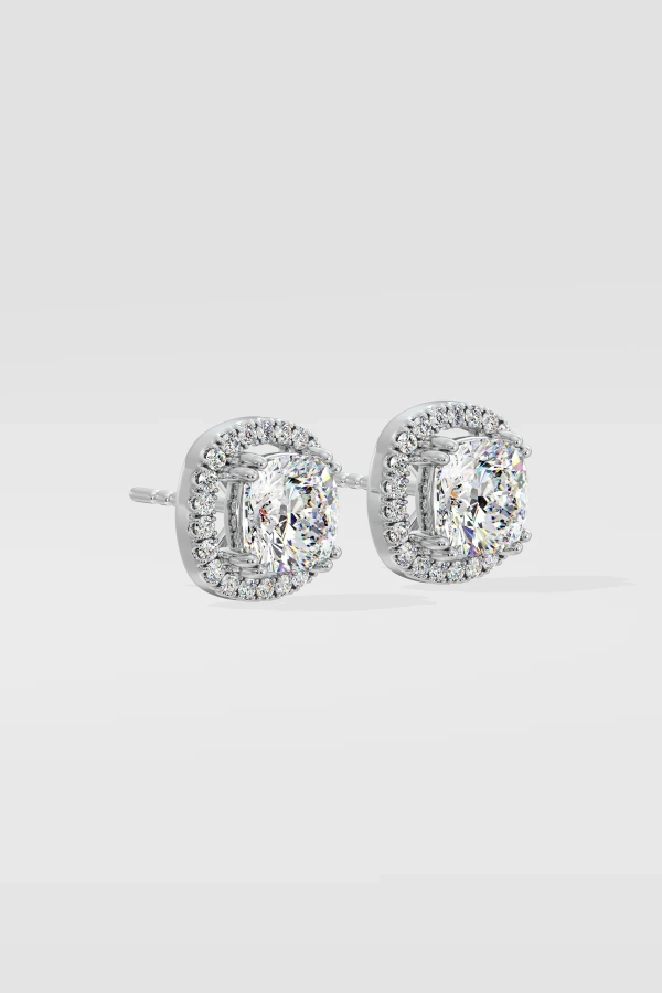 2 ct Cushion-Cut Halo Earrings - Image 3
