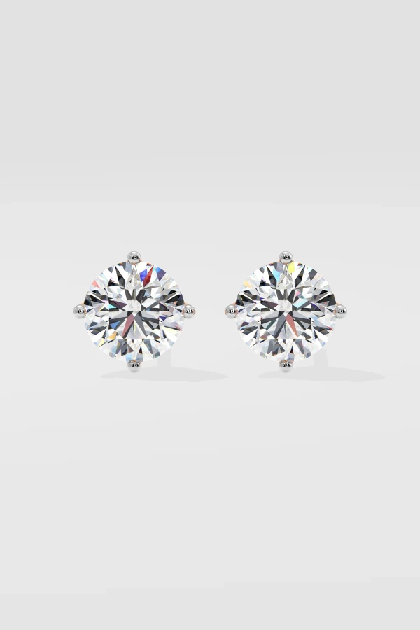 3 ct Conical Solitaire Studs - Image 2