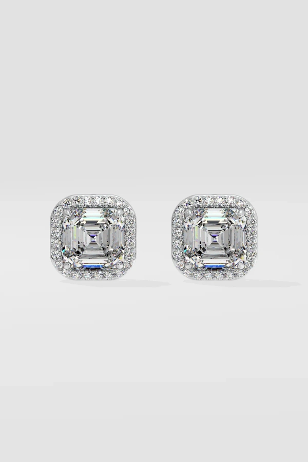 4 ct Asscher Halo Studs - Image 2