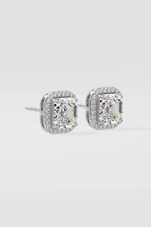 4 ct Asscher Halo Studs - Image 3