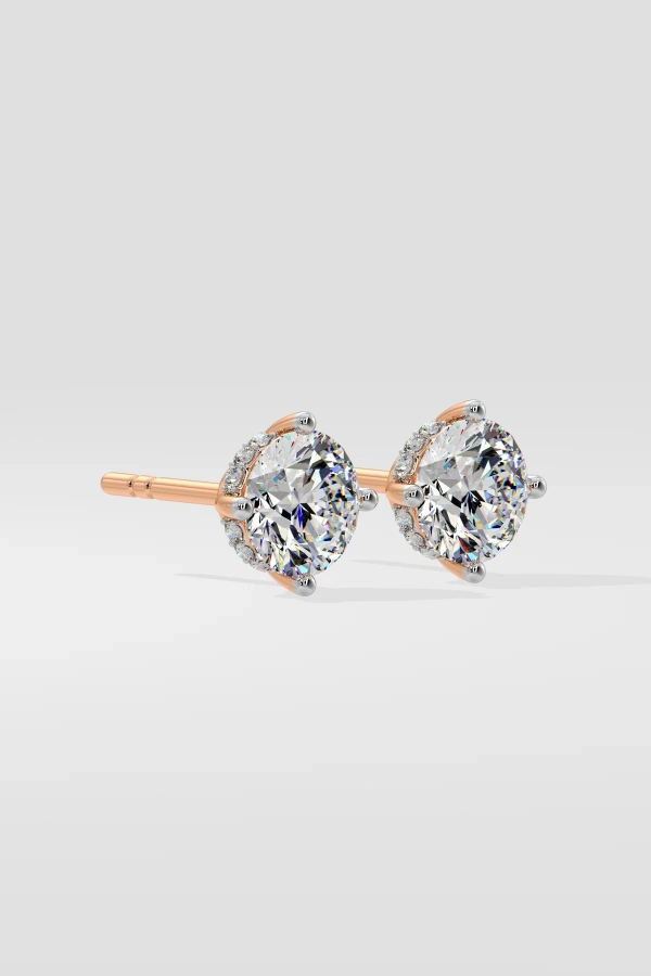 2 ct Invisible Halo Solitaire Studs - Image 3