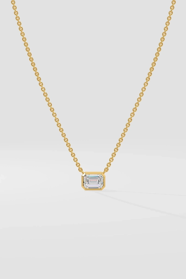 1 ct East West Emerald Necklace - Image 2