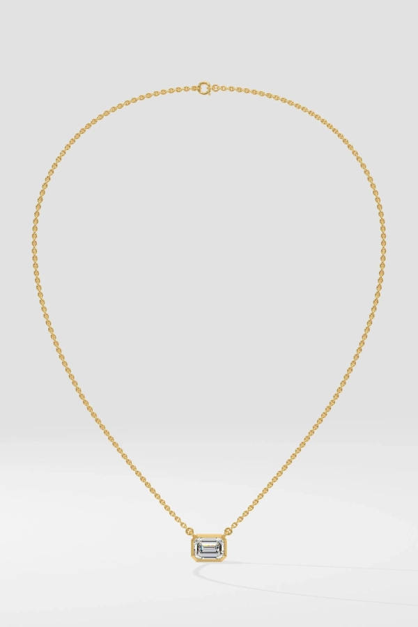 1 ct East West Emerald Necklace