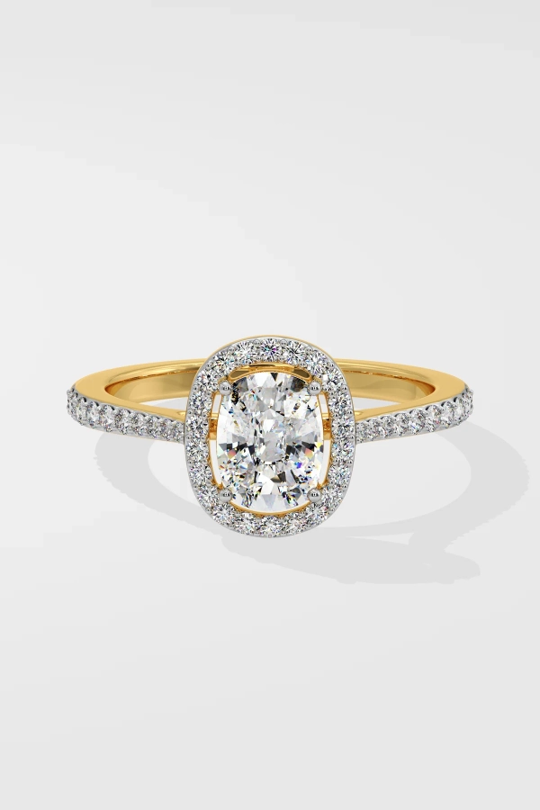 1 ct Elongated Cushion Halo Ring - Image 2
