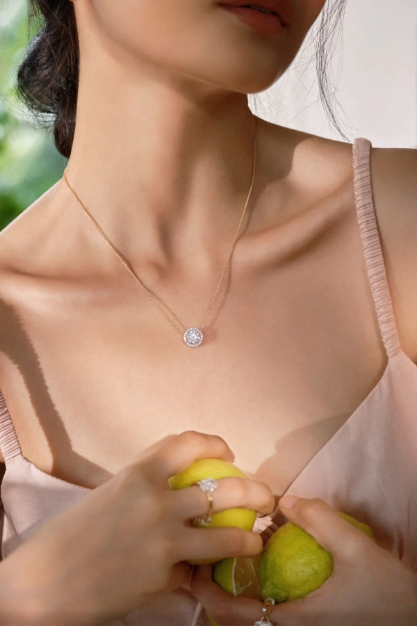 1 ct Halo Solitaire Necklace - Image 4