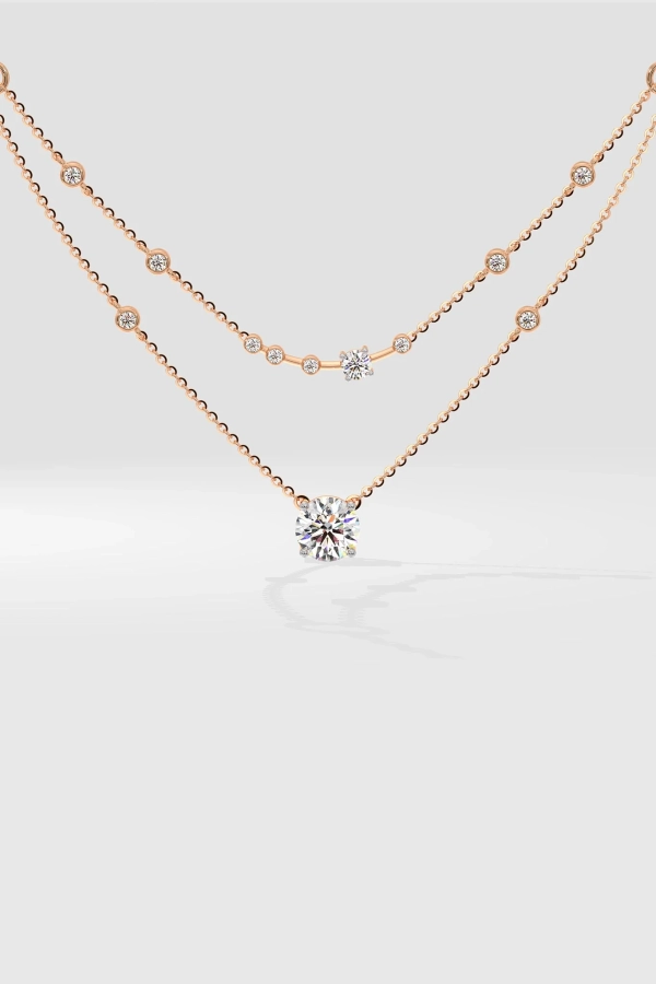 Two Layered Arrayed Solitaire Necklace - Image 5
