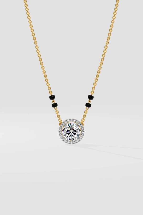 1 ct Solitaire Halo Mangalsutra